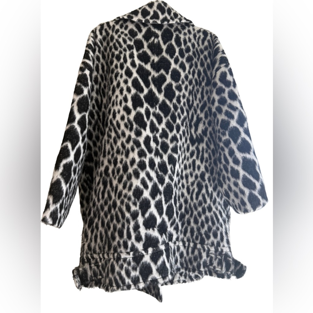 Banana Republic Black and White Animal Print Cocoon moto Jacket size XL - Picture 3 of 11